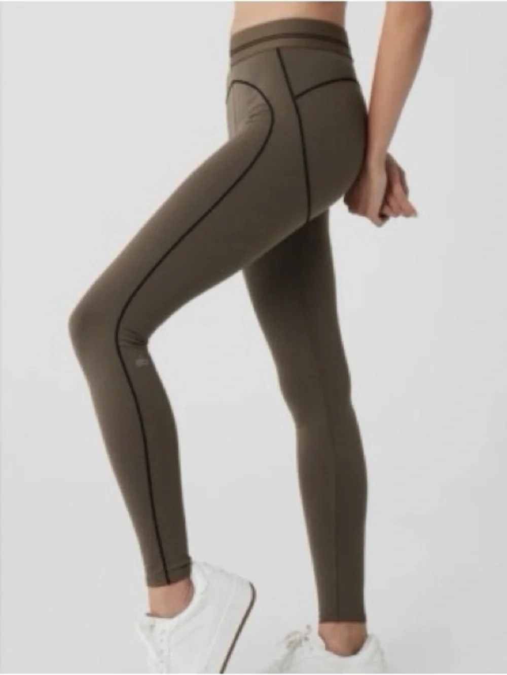 ALO Yoga Olive High-Waist Sculpt Leggings with Contrast Stitching